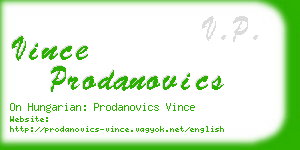 vince prodanovics business card